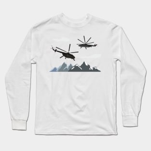 Black helicopters in Mountains Long Sleeve T-Shirt